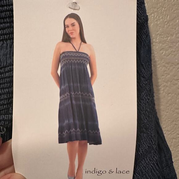 NWT Indigo & Lace 2 Way Denim Embroidered Skirt or Dress Sz L - Picture 1 of 10